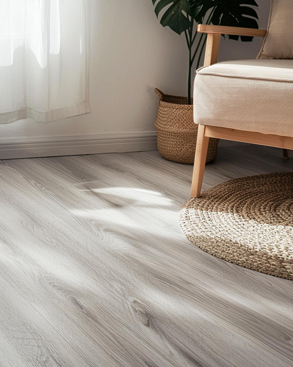 Light Gray Wood Grain Peel & Stick Floor Tile