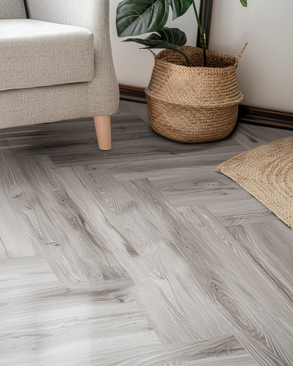 Light Gray Wood Grain Peel & Stick Floor Tile